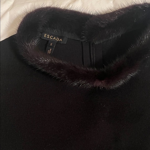 Escada Black dress with real mink fur trim - Picture 4 of 10